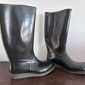 ROMIKA Black Rubber Boots Wellies Women EU39 US 8.5 Equestrian, Farm Garden-MINT
